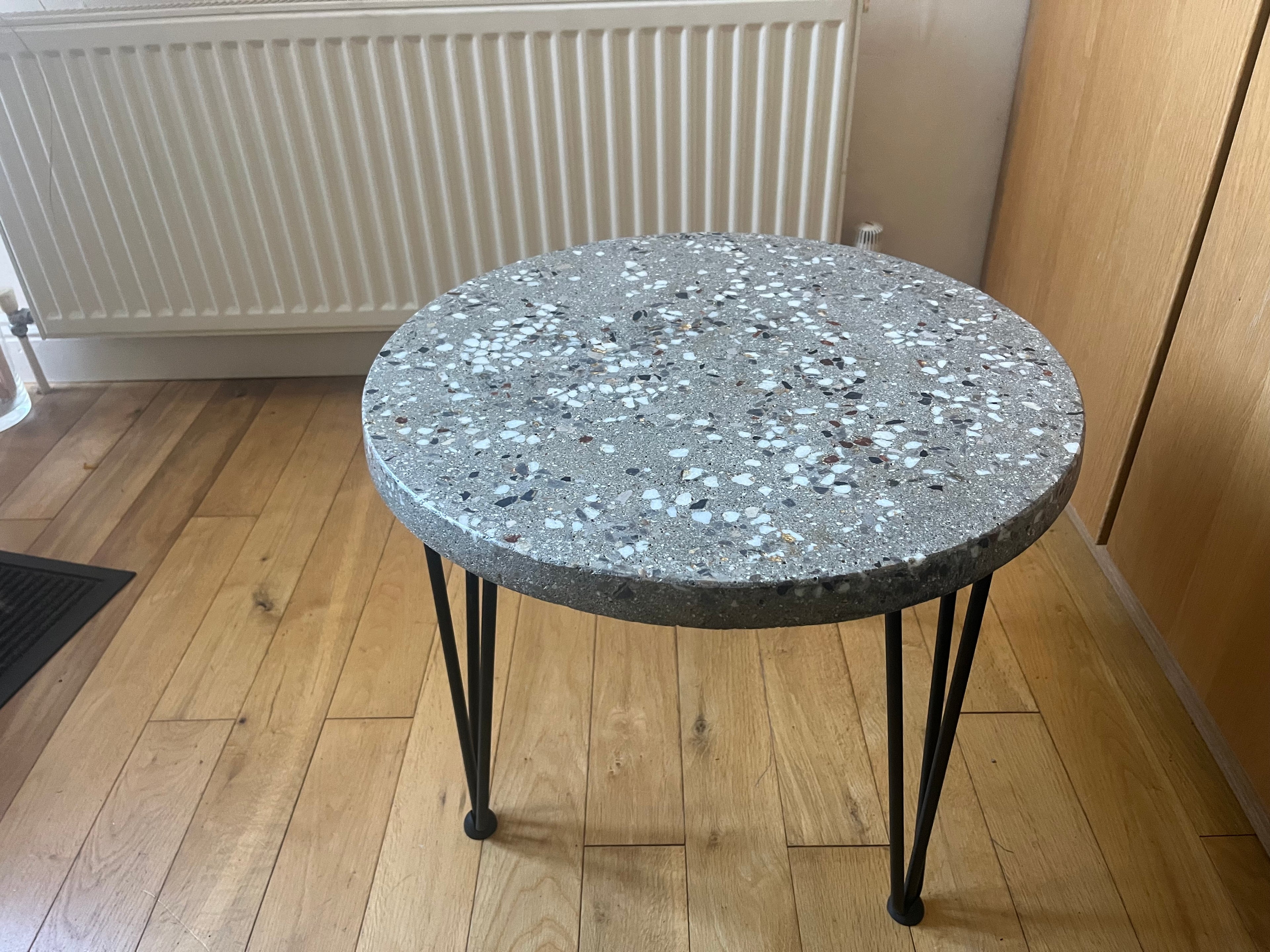 Handcrafted Terrazzo Side Table | White Stone & Gold Leaf | Made in Ireland