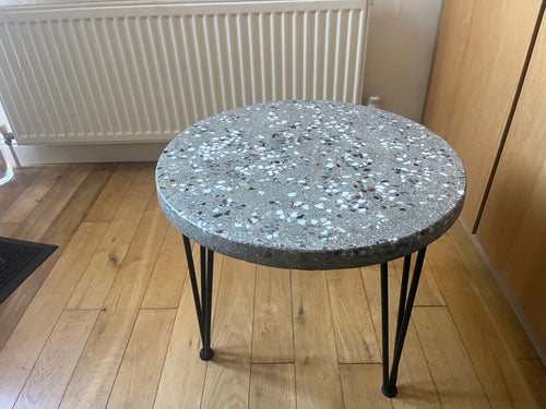 Handcrafted Terrazzo Side Table | White Stone & Gold Leaf | Made in Ireland