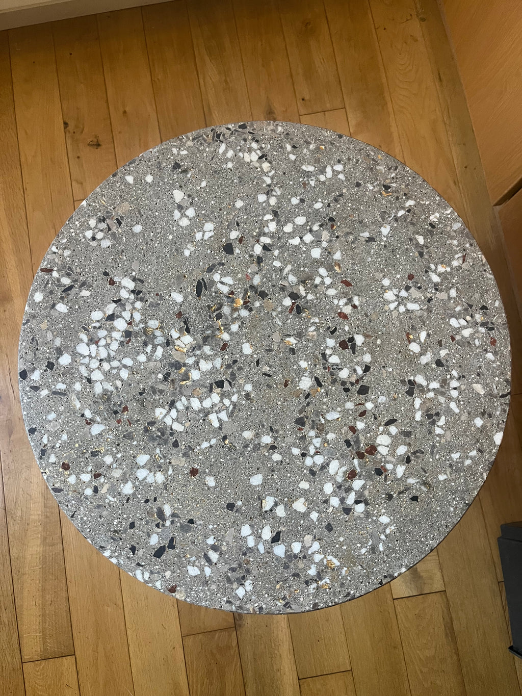 Handcrafted Terrazzo Side Table | White Stone & Gold Leaf | Made in Ireland