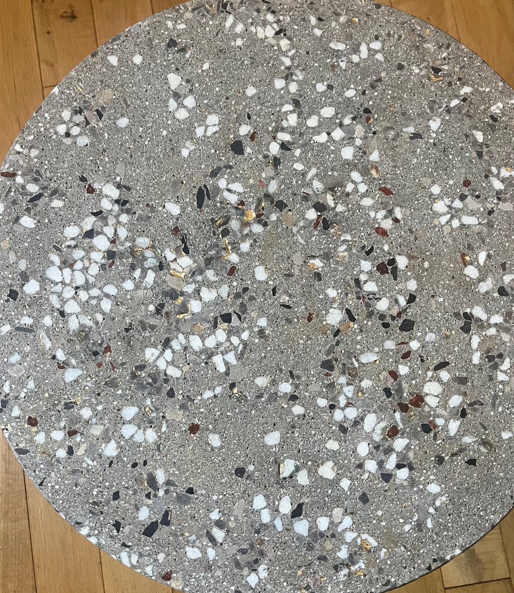 Handcrafted Terrazzo Side Table | White Stone & Gold Leaf | Made in Ireland
