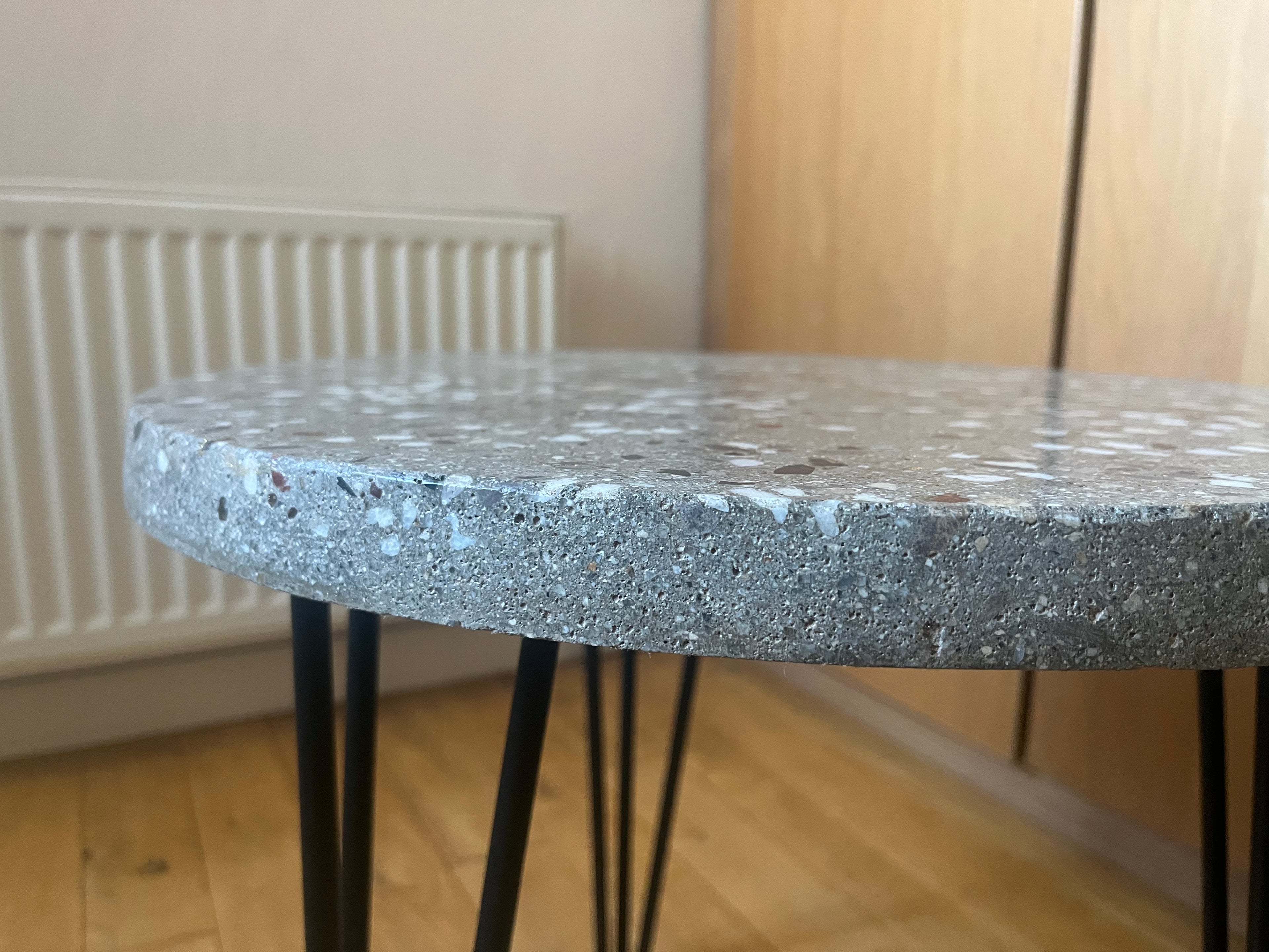 Handcrafted Terrazzo Side Table | White Stone & Gold Leaf | Made in Ireland